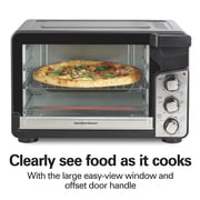 Hamilton Beach Easy View XL Air Fryer Toaster Oven with Sure-Crisp Air Fry technology, 6 Slice, 5-in-1 Countertop Oven, Black