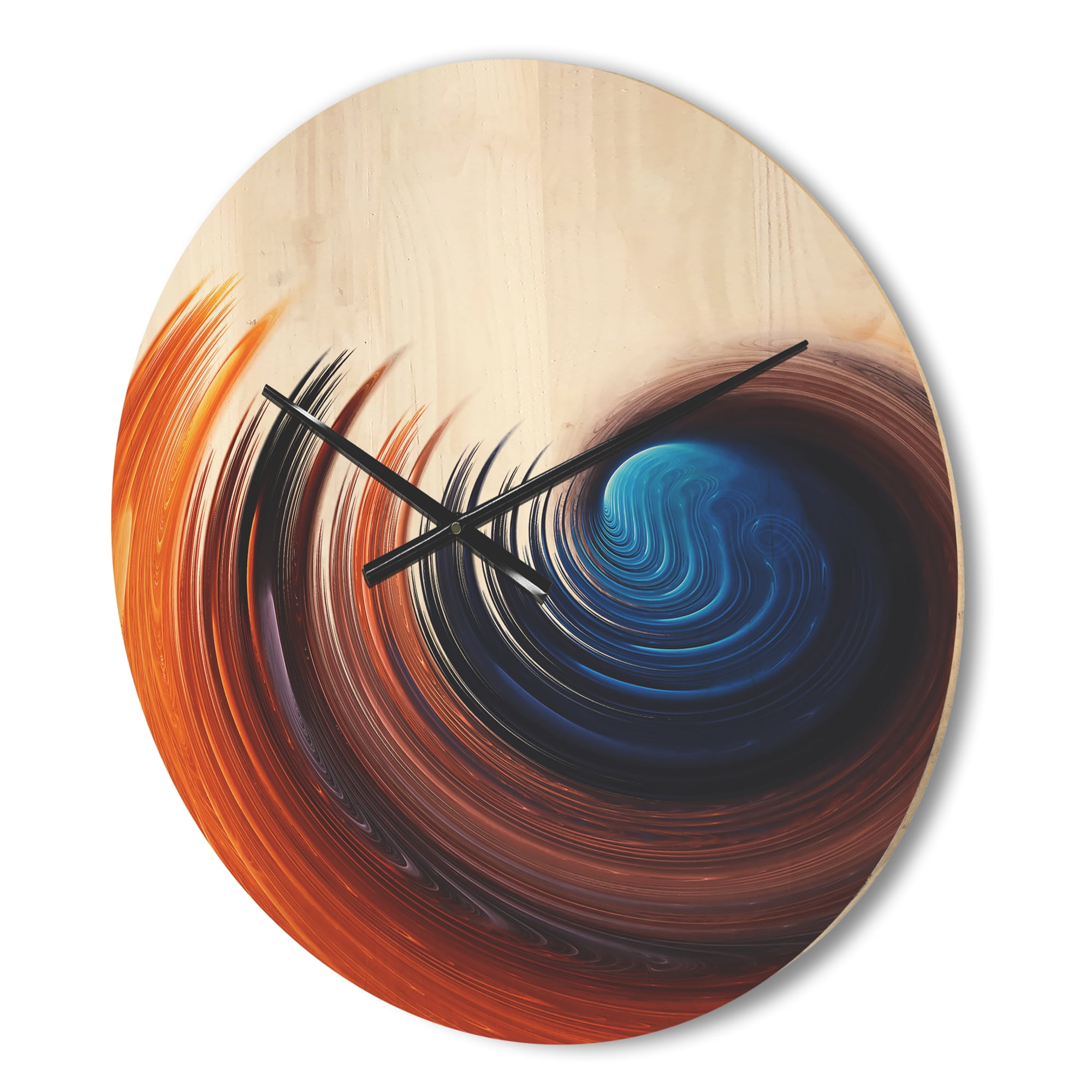 Designart 'Elegant Fractal Spiral Design ' Modern Wood Wall Clock