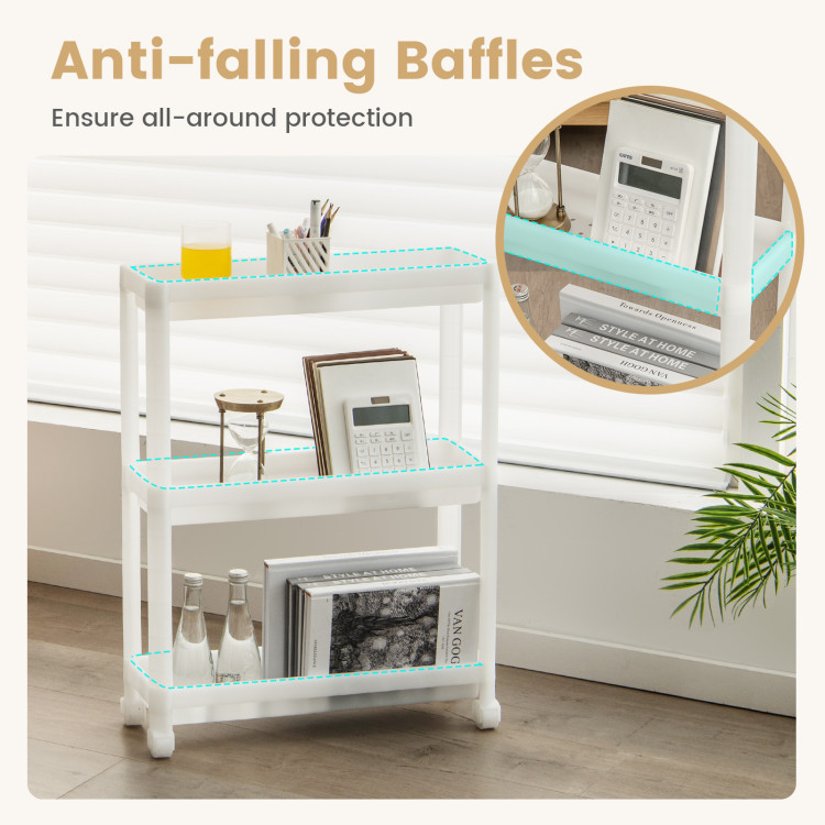 Finihen Rolling Cart, Kitchen Island Cart, 2 Pieces 3-Tier Slim Detachable Storage Cart with Drainage Holes and Wheels, for Kitchen, Dining Room, White Finihen Rolling Cart, Kitchen Island Cart, 2 Pieces 3-Tier Slim Detachable Storage Cart with Drainage Holes and Wheels, for Kitchen, Dining Room, White