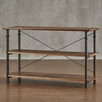 Weston Home Clayton Rustic Metal and Wood Console TV Stand, for TVs up to 48", Light Brown