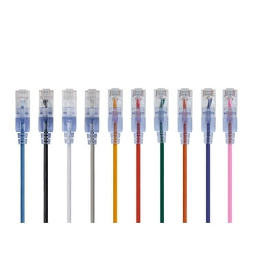 Monoprice SlimRun Cat6A Ethernet Patch Cable - Network Internet Cord - RJ45, Stranded, UTP, Pure Bare Copper Wire, 30AWG, 3ft, 10-Color, 10-Pack