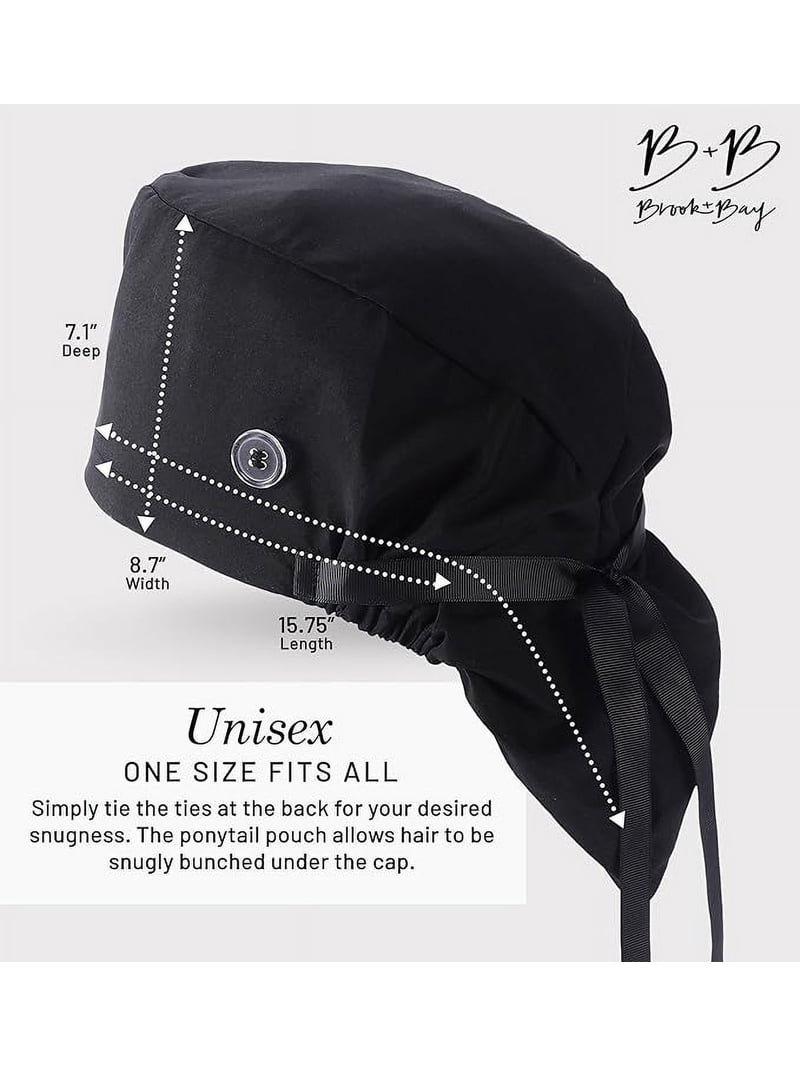 Black Cat Halloween European Style Scrub Cap With Ribbon – Comfy Adjustable Nurse & Doctor Hat For Long Or Short Hair