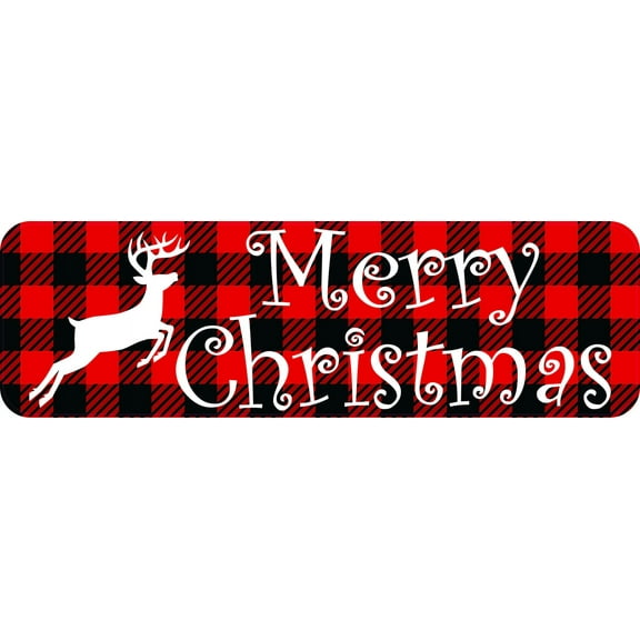StickerTalk Merry Christmas Flannel Sticker, 10 inches x 3 inches