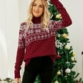 thumbnail image 2 of Yuanlong Womens Sweaters Christmas Snowflakes Print Long Sleeve High Neck Knitwear Winter Holiday Party Warm Sweater Tops, 2 of 8