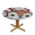 thumbnail image 3 of Orinice Reindeer Baby Deer Snowflakes Round Table Cover Stain Resistant Washable Indoor Outdoor Tablecloth Kitchen Dining Wedding Parties 100% Polyester Fiber Christmas Theme 42-46, 3 of 8