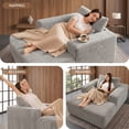 thumbnail image 3 of SEENYOO 75" Chaise Lounge Chair Indoor, Gray Corduroy Cloud Sofa Bed, Oversized Boneless Sleeper Chair for Living Room, No Assembly, 3 of 6