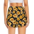 thumbnail image 3 of Picia Black Marble Pattern Sunflower Pattern Women's 2 in 1 Athletic Running Shorts High Waisted Workout Casual Gym Sweat Shorts with Comfy Liner Zipper Pockets-Small, 3 of 9