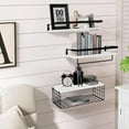thumbnail image 6 of Eurhowing Floating Shelves Set of 3, Wood Wall Shelves with Metal Frame and Towel Bar, Space Saving Wood Shelves for Home, White, 6 of 7