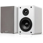 Pyle 6.5'' Wired Bookshelf Speakers – 2-Way Hi-Fi Home Theater Speaker Pair with Paper Cone Woofer, Soft Dome Tweeter & Wall Mount Brackets, Compact Design, 11.5'' x 7.5'' x 9.5'' (White)