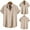Khaki4, variant on Summer Men's Shirts Soild Color Lapel Large Size Beach Holiday Short Sleeve Button Down Blouse Shirt