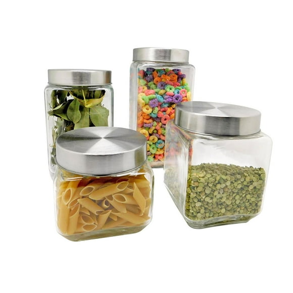 Set de 4 frascos de vidrio con tapa enroscables Good & Good 97101