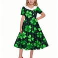 thumbnail image 6 of Xdegoge St. Patrick's Day Girls Dresses A Line Clover Print Vintage Dress with Collar and Short Sleeves Irish Holiday Gown, 6 of 6