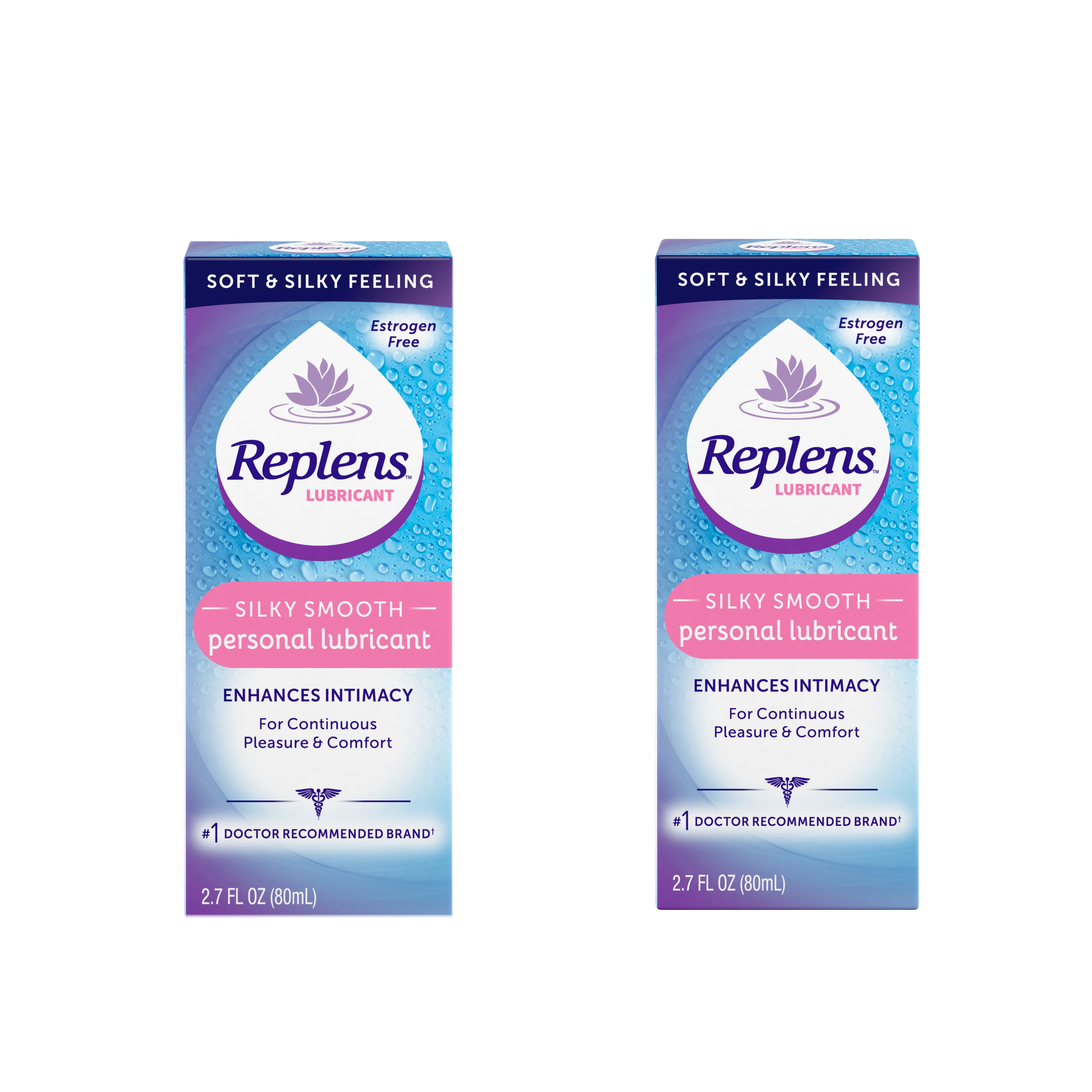 2 Pack Replens Silky Smooth Personal Lubricant 2.7 oz (80 mL) Each