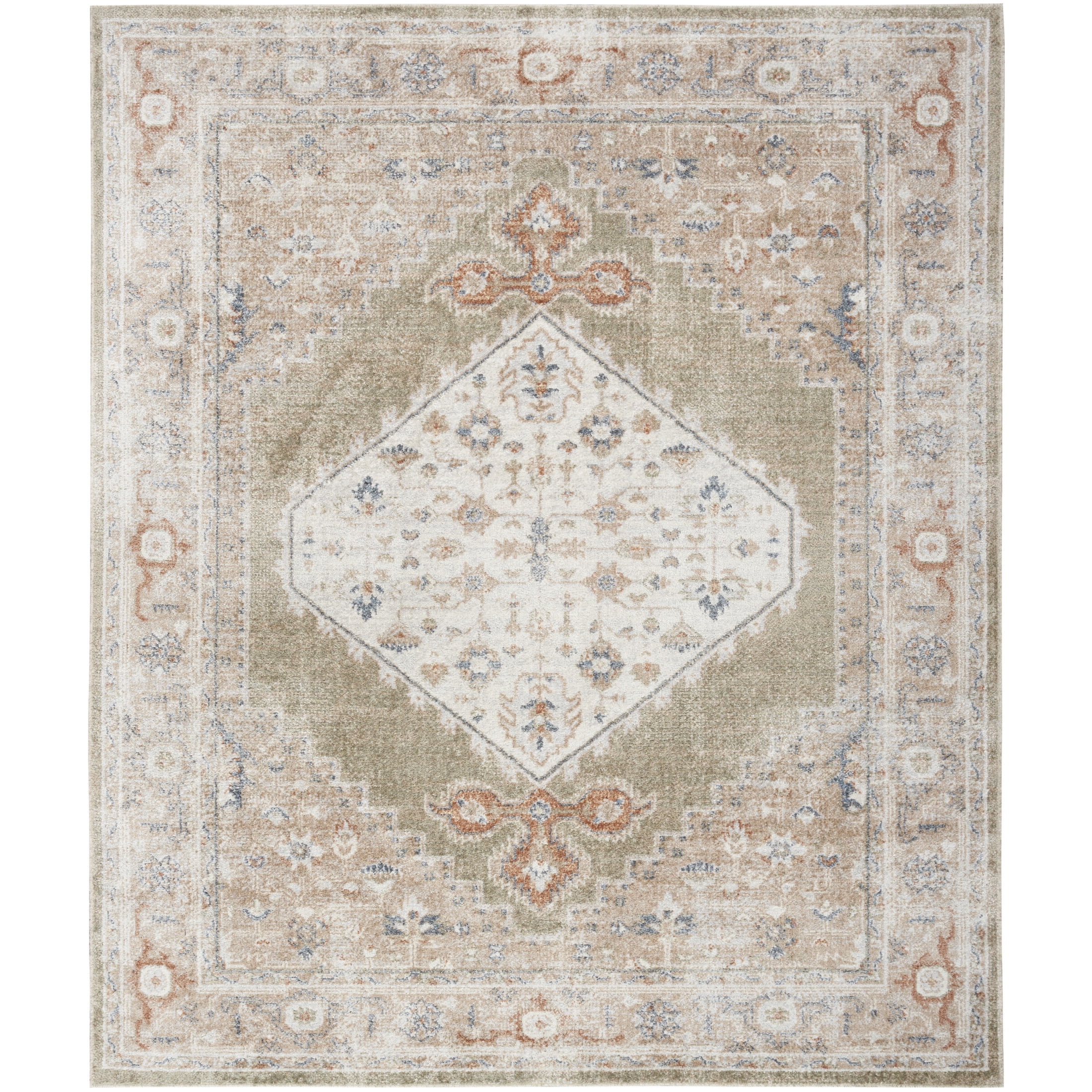 Nourison Astra Machine Washable 10' x 14' Sage Multicolor Vintage Indoor Rug