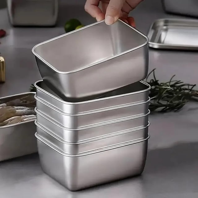 Recipientes para alimentos Souso de acero inoxidable apilables, 6 piezas