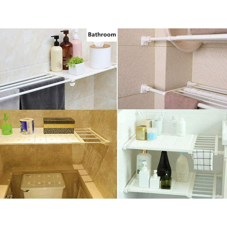 1pc Expandable Tension Shelf For Closet And Wardrobe Organization -  Adjustable Wall Mounted Storage Rack With Telescopic Design Max 33lb