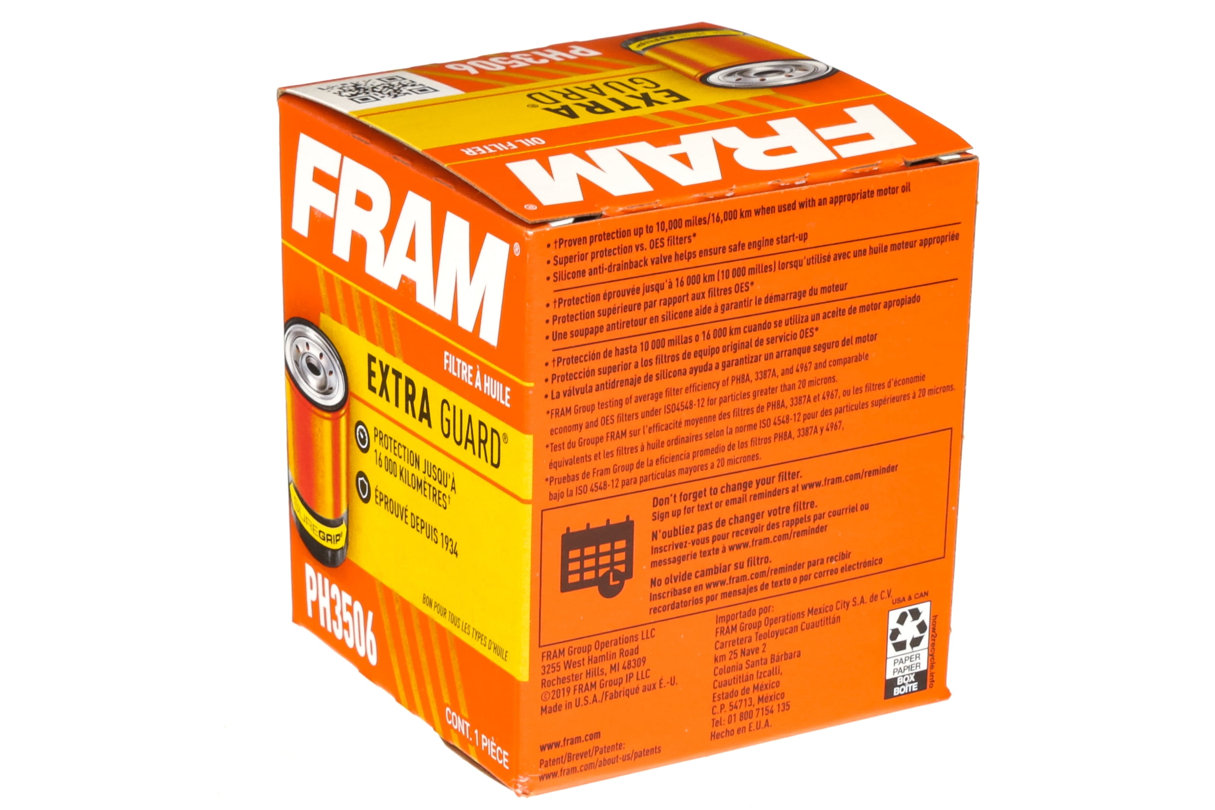 FRAM Extra Guard Filter PH3506, 10K mile Change Interval Oil Filter for