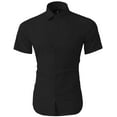 thumbnail image 3 of Hat and Beyond Men's Premium Short Sleeve Dress Shirts Solid Stretch Slim Fit, 3 of 4