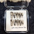 thumbnail image 2 of Black and white marble pattern smudged hand-worn nail piece light luxury pure handmade high quality control nail, 2 of 6