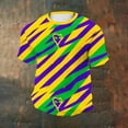 thumbnail image 4 of Ceisia Men's Mardi Gras Diagonal Stripe T-shirt Loose Fit Short Sleeve Round Neck Mask Print Summer Festival Tee Tops Purple L Gifts, 4 of 5
