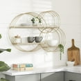 thumbnail image 3 of DecMode Contemporary Three Ring Metal Wall Shelf with Metallic Gold Finish, 37"W x 26"H, 3 of 14