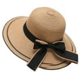 thumbnail image 1 of Sombrero de circunferencia de 54-58 cm, sombrero femenino de verano para exteriores, playa, aleros grandes, protector solar, parasol, sombrero de paja, pajarita plegable, 1 of 5