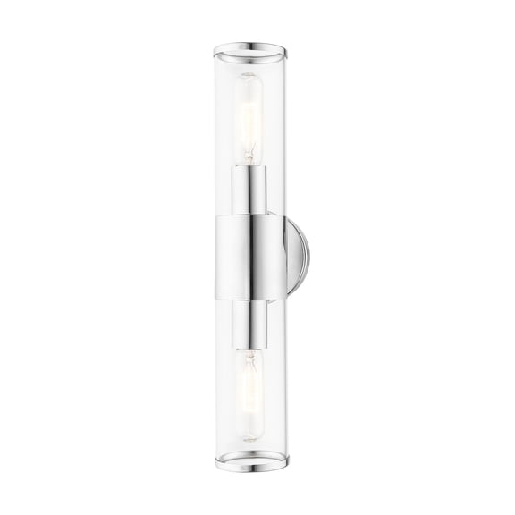 Livex Lighting Banca 2-Light Metal & Glass ADA Vanity Sconce in Polished Chrome