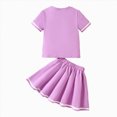 thumbnail image 4 of Xudanell Toddler Girl Outfits Short Sleeved Little Girl Tops and Solid Color Skirts Set Purple 6-7 Years, 4 of 8