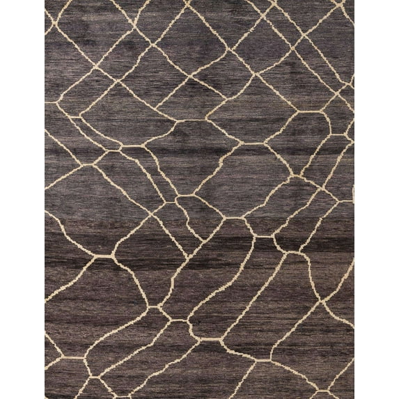 Ahgly Company Machine Washable Indoor Rectangle Abstract Rose Dust Purple Area Rugs, 7' x 10'