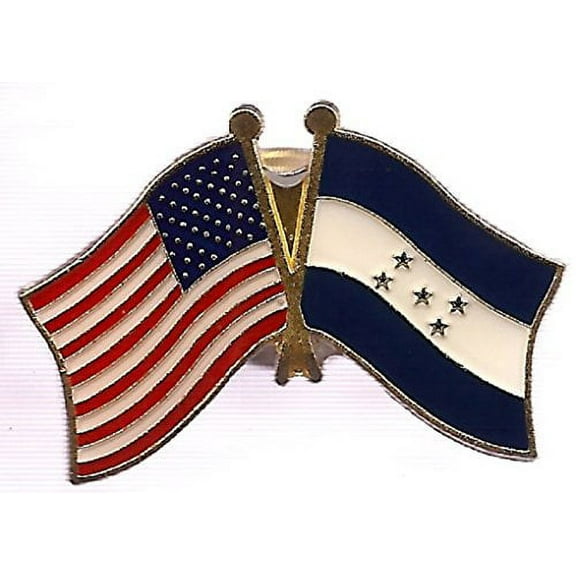 Pack of 50 Honduras & US Crossed Double Flag Lapel Pins, Honduran & American Friendship Pin Badge