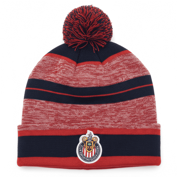 Icon Sports Chivas Pom Pom Beanie, Red/Blue Acrylic Adult OSFM
