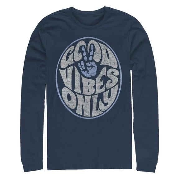 Men's Lost Gods Good Vibes Only Peace Sign Distressed  Long Sleeve Shirt