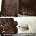 thumbnail image 3 of Harssidanzar Men Winter Leather Gloves,Genuine Leather Warm Lined Touchscreen Texting Gloves for Driving KM051WT,Saddle,Szie L, 3 of 5