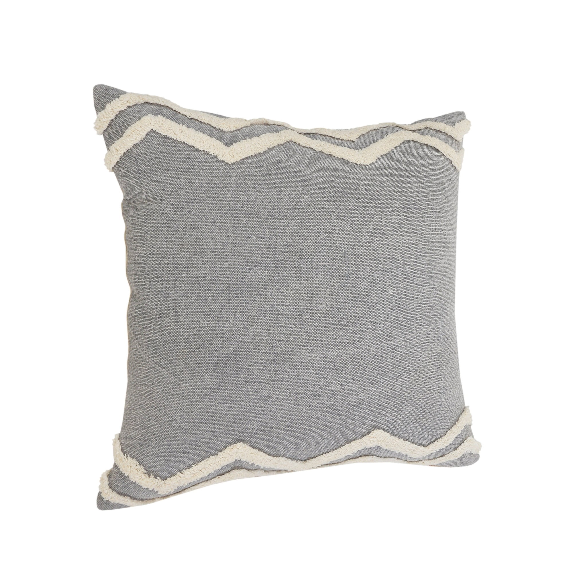 Laddha Home Designs Loomed Tufted Chevron Cotton Throw Pillow Cover - 20" - Gray and Cream