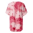 thumbnail image 6 of QLEICOM Women's V Neck Short Sleeve T Shirts, Tie Dye Gradient Color Drop Tail Hem Relaxed Fit Tees, Basic Tunics Tops, Fashion Plus Size Tees & Blouses for Women S-5XL, 6 of 6