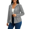 thumbnail image 2 of Sequin Jackets for Women Fall Cardigan Sparkly Full Zipper Long Sleeve Hooded Sweatshirts, 2 of 8