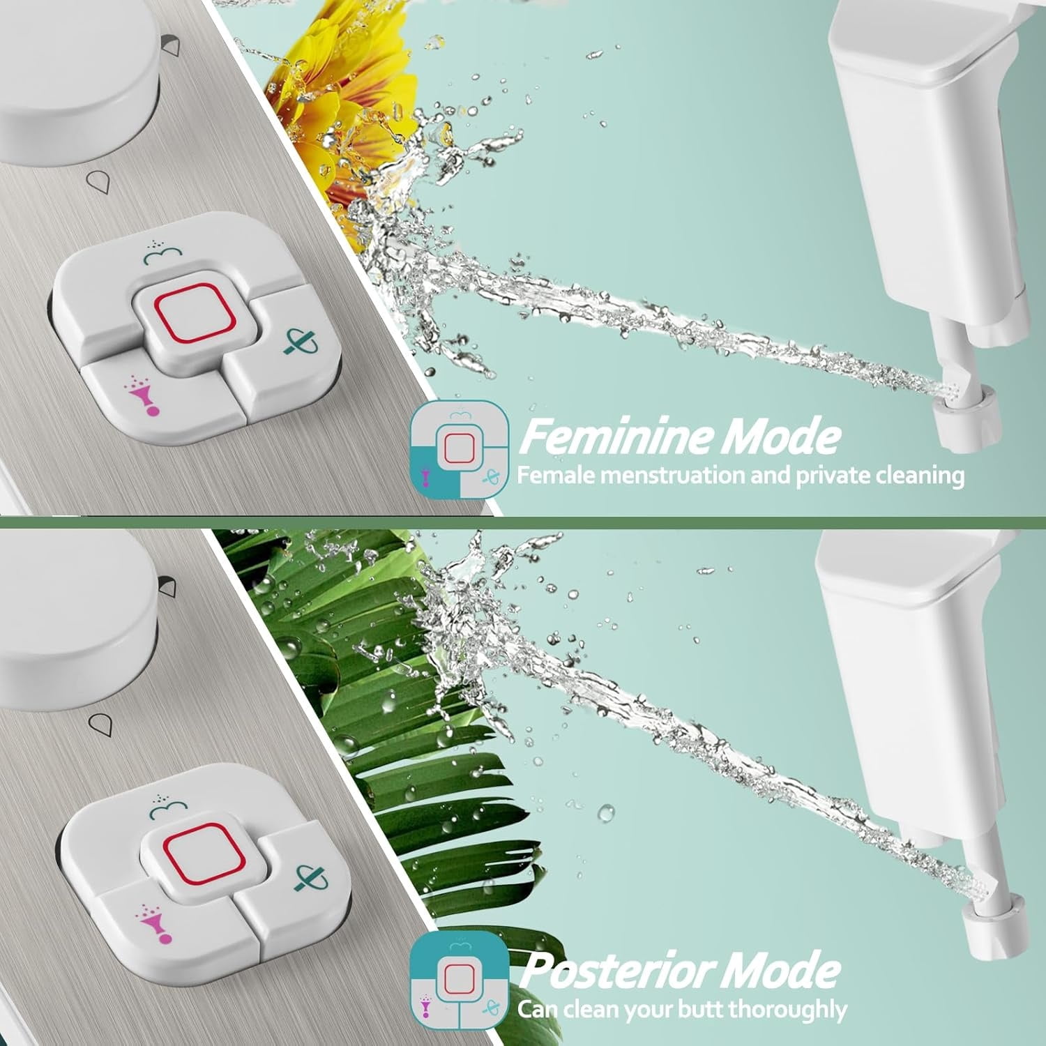 Bidet Attachment, Non-Electric Cold Water Bidet Toilet Seat Attachment with Pressure Controls, Retractable Self-Cleaning Dual Nozzles for Frontal & Rear Wash - Brushed Nickel
