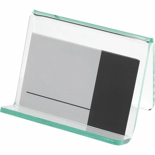 Lorell Business Card Holder 3-1/4"X3"X2-5/8" Clear/Green 80657