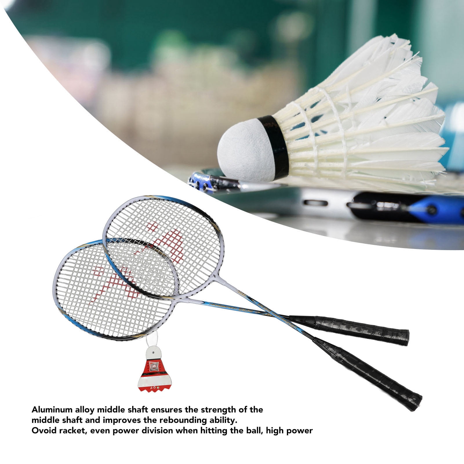 Nieyigj Blue Aluminum Alloy Badminton Racket Set Lightweight Outdoor Racquet Kit 2 Players