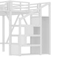 thumbnail image 4 of Bellemave Twin XL Loft Bed with Stairs and Storage Wardrobe, Metal Loft Beds Frame with USB Ports and LED Lights,Game Loft Bed Twin XL with Large Under-Bed Space, Easy Assembly (White), 4 of 8