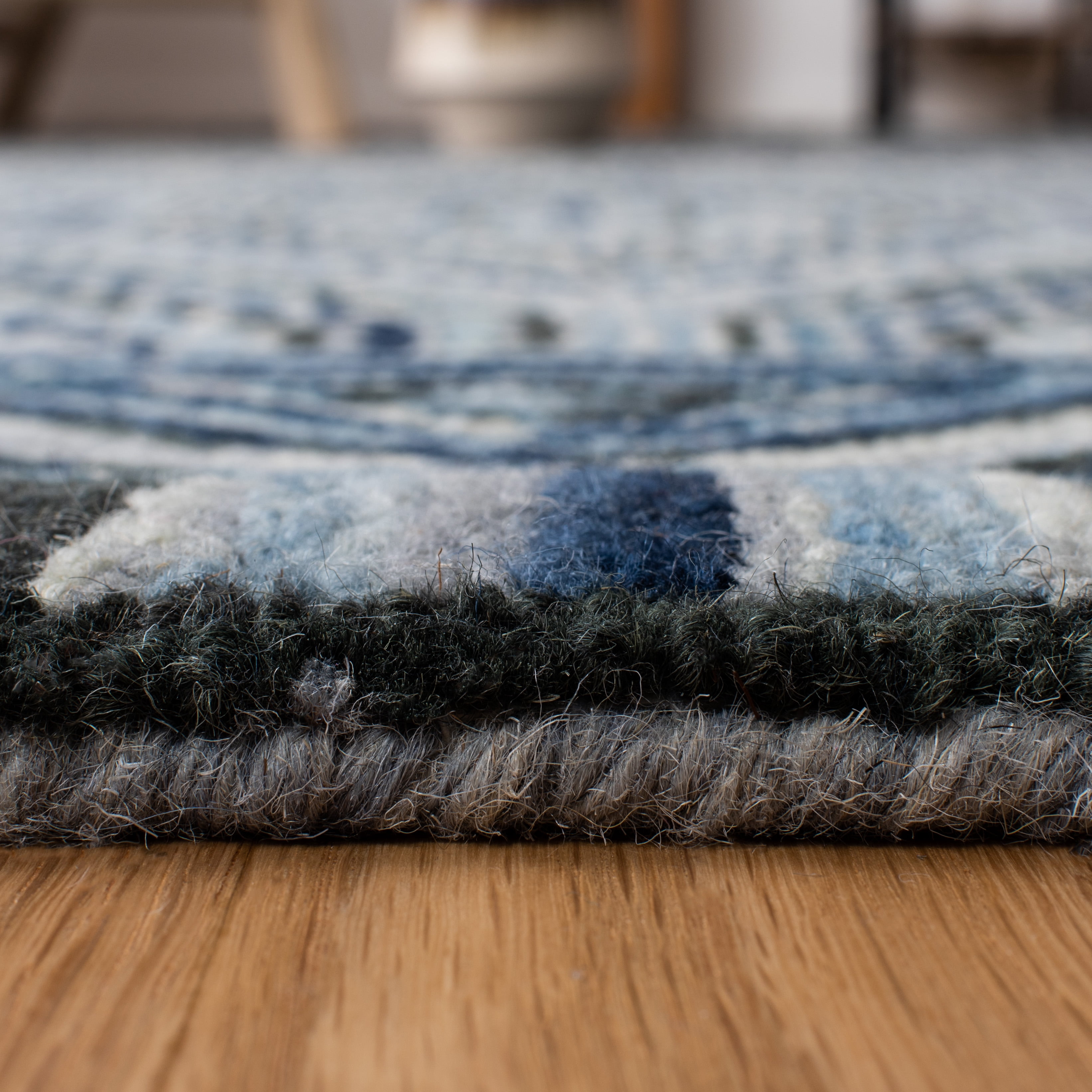 SAFAVIEH Aspen Eglantine Geometric Diamonds Wool Area Rug, Grey/Blue, 9' x 12'
