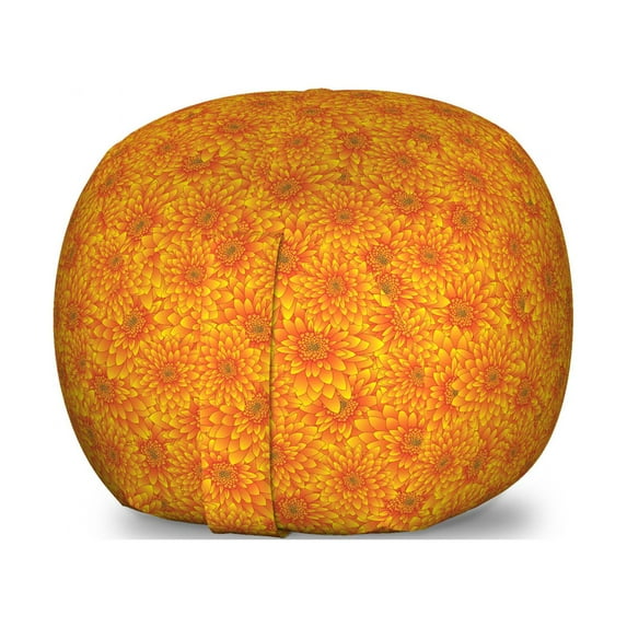 Marigold Storage Toy Bag Chair, Flower Petals Chrysanthemum Blossoms Flourishing Summer Bouquets Pattern, Stuffed Animal Organizer Washable Bag, Small Size, Orange and Vermilion, by Ambesonne