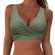 thumbnail image 2 of Prolriy Bikini Top con cordones para mujer, traje de baño con aros, cobertura completa, push up, top corto con lazo en la espalda, sujetadores de baño para mujer, verde militar, L, 2 of 4