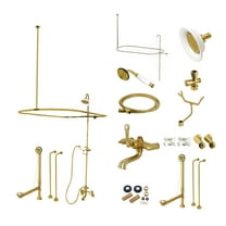 Kingston Brass CCK1147PX Vintage Tub Wall Mount Clawfoot Tub Faucet Package with Shower Enclosure and Hand Shower, Brushed Brass