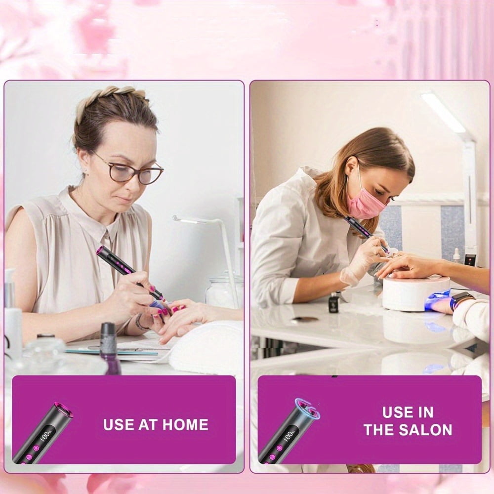Cordless Electric Nail Drill Machine, 35000RPM Professional Nail File for Acrylic Gel Nails, 13 in 1 Manicure Pedicure Kit with LCD Display, 5 Speeds(Gray)