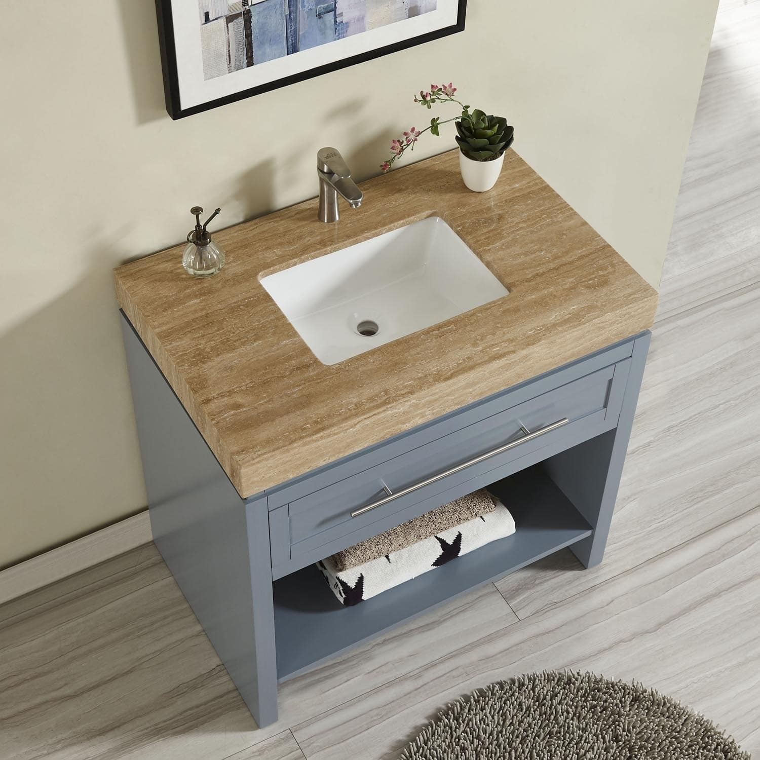 Silkroad Exclusive 36 Modern Single Sink Bathroom Vanity Grey Cabinet Base And Optional Top Walmartcom Walmartcom