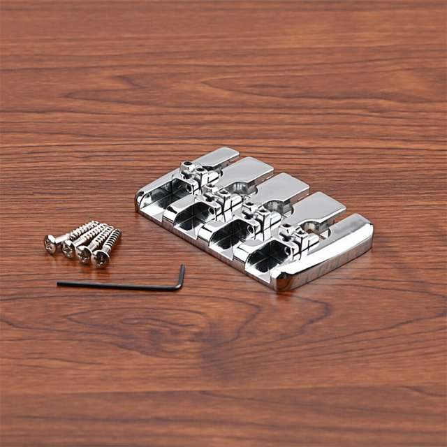 Chrome Selle Réglage de la Hauteur Installation Pratique 4 Cordes Musicales Réglables pour Instruments Partie Double Verrouillage Style Simple Pont de Guitare