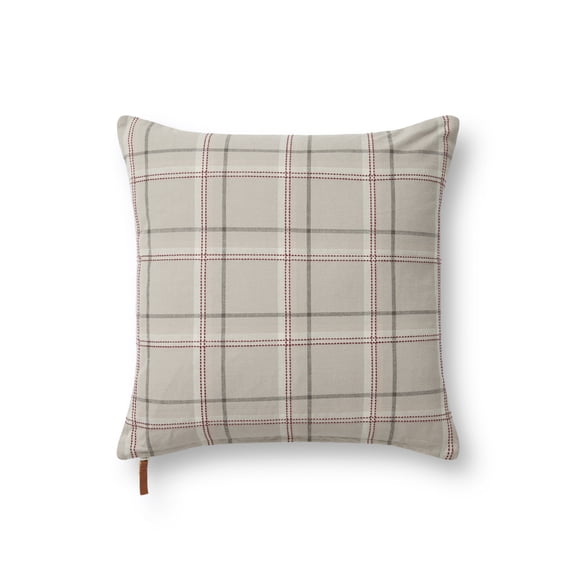 Chris Loves Julia x Loloi Teddy Beige / Multi 18'' x 18'' Decorative Pillow