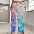 thumbnail image 2 of Colorful Gradient Fish Scale Texture Mermaid Pajama Pants Breathable with Pockets Pajamas For Lady Vintage Sleeping Pants Bedroom Homewear, 2 of 6