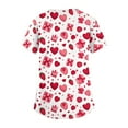 thumbnail image 4 of Womens Valentines Scrub Tops Hoilday V Neck Cute Love Heart Printed Scrubs Casual Short Sleeve Scrub Shirts Medical Nurse Uniform Nursing Workwear with Pockets Red S, 4 of 5